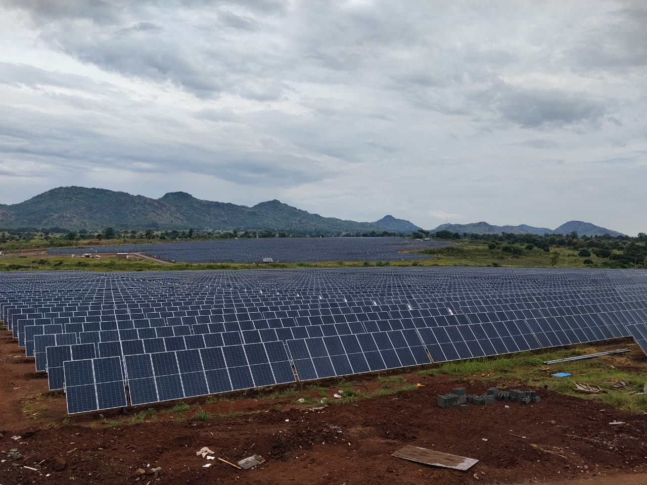 Rows of solar modules at the 25MWp PV plant, West Nile, Uganda